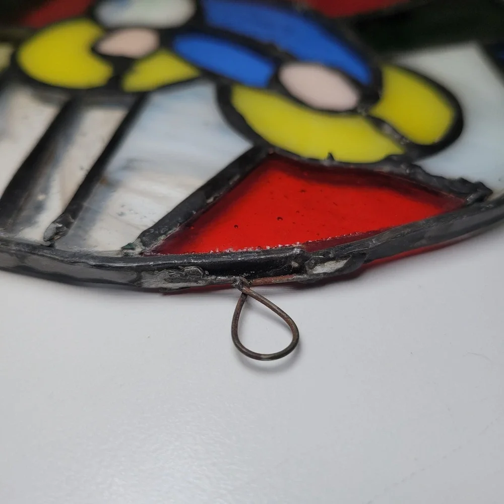 Round Stained Glass‎ Nativity Scene Wall Hanging Decor Sun Catcher Religious Art